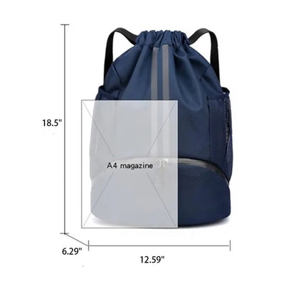 Waterproof Drawstring Sports Backpack with Shoe Compartment