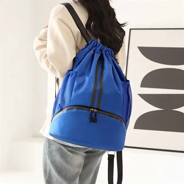 Waterproof Drawstring Sports Backpack with Shoe Compartment
