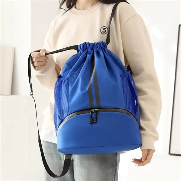 Waterproof Drawstring Sports Backpack with Shoe Compartment