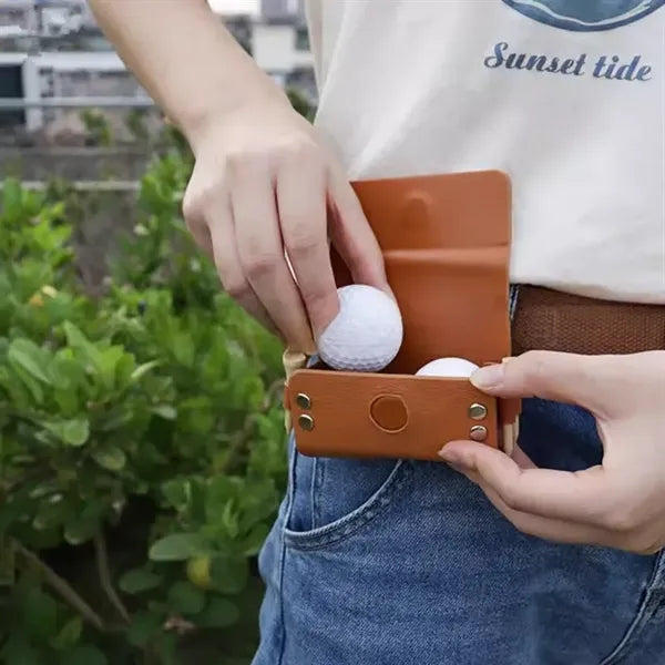 Golf Ball Waist Bag Leather Tee Holder