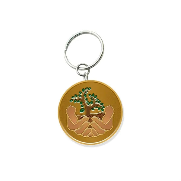 Customized Solid Iron Keychain with Shiny Brass Plating