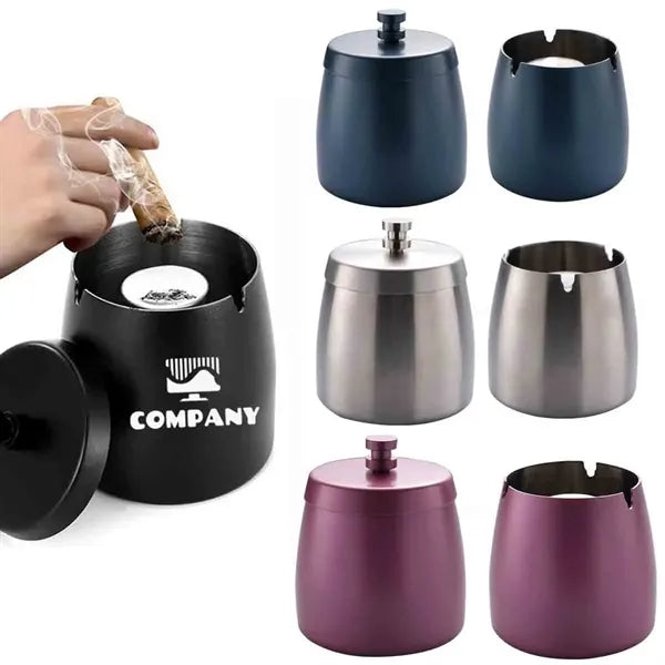 Outdoor Metal Ashtray with Lid