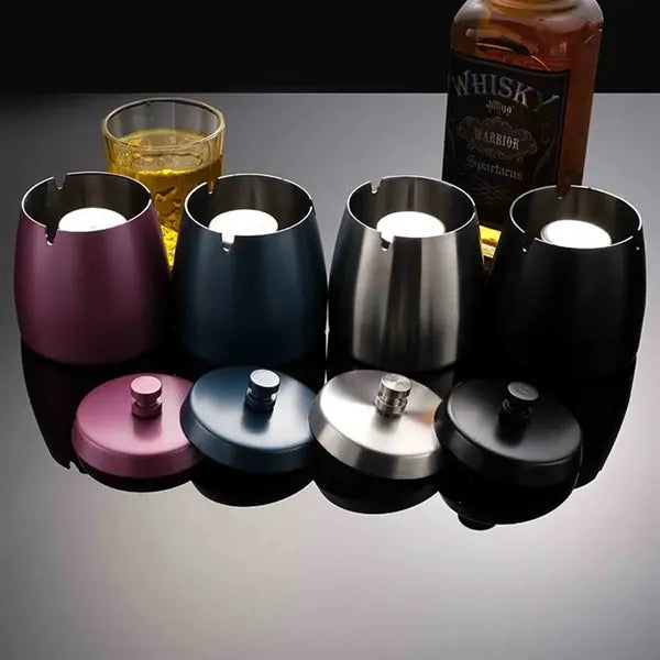 Outdoor Metal Ashtray with Lid