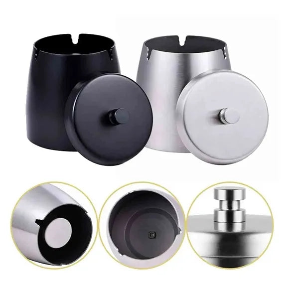 Outdoor Metal Ashtray with Lid