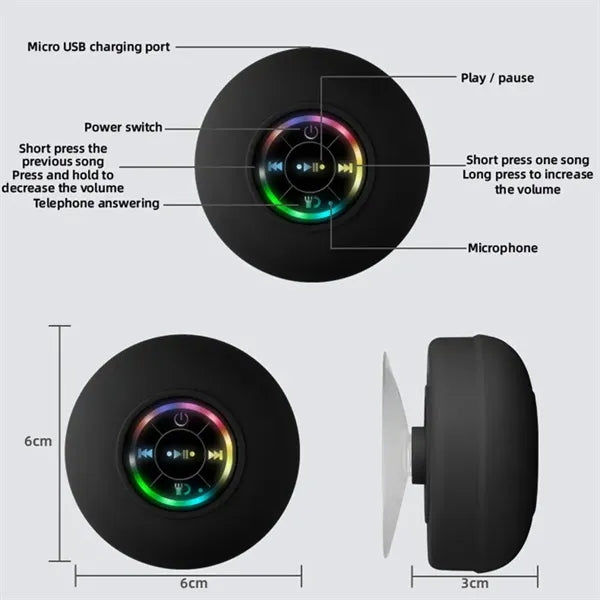Portable Waterproof Bluetooth Mini Speaker with Suction Cup