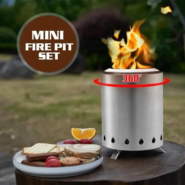 Portable Camping Table Top Fire Pit with Stand