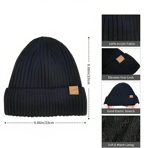 Winter Knit Hat Touchscreen Glove Scarf Set for Men Women
