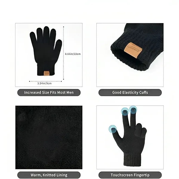 Winter Knit Hat Touchscreen Glove Scarf Set for Men Women