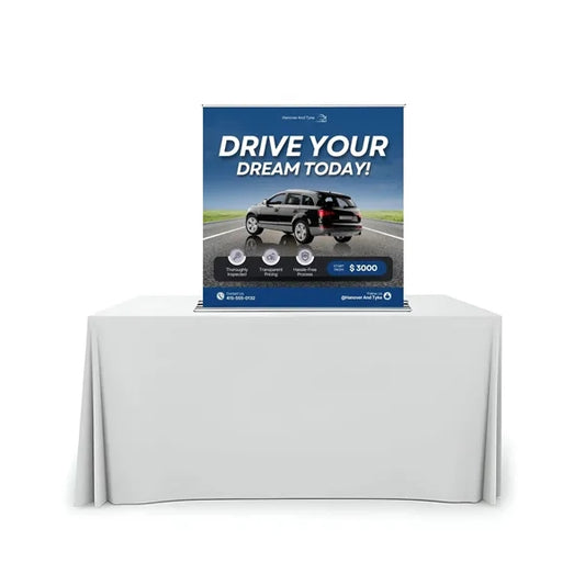 Silverstep Tabletop 36'' Retractable Banner Stand with light