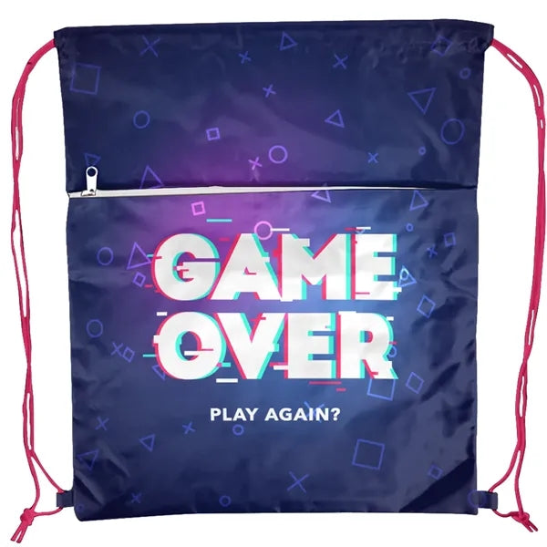Sublimation Polyester Drawstring Bag w/ Horizontal-Zip
