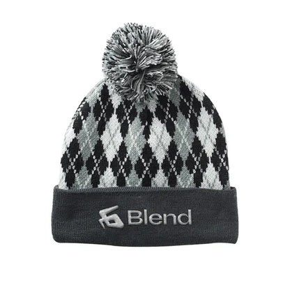 Diamond Knit Beanie with Pompom & Cuff