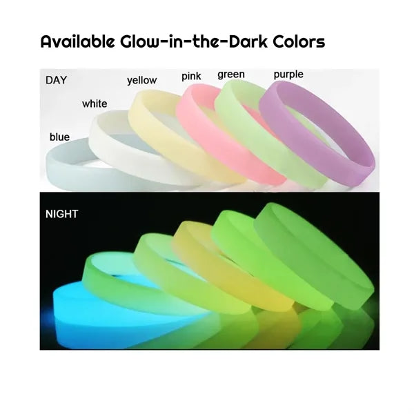Glow in the Dark Silicone Wristband - 1" band