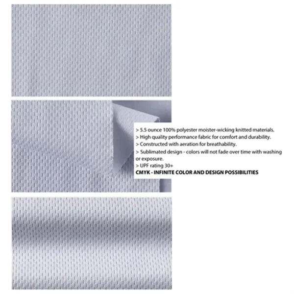 Sublimation UPF Mesh 2-Button Baseball Henley - Men Women