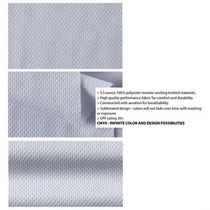 Sublimation UPF Mesh 2-Button Baseball Henley - Men Women