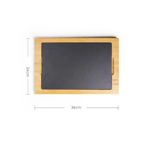 Bamboo Serving Board with Slate & Dipping Bowl