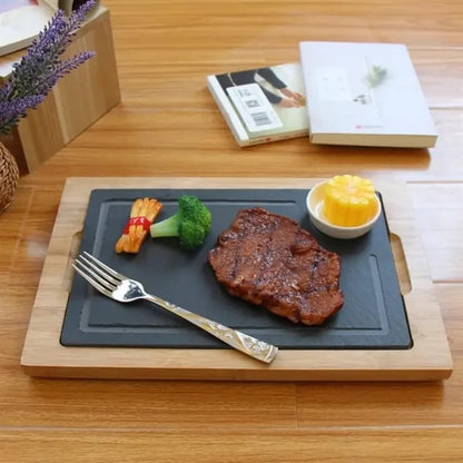 Bamboo Serving Board with Slate & Dipping Bowl