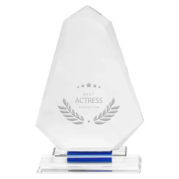 Blue Accent Glass Achievement Trophy
