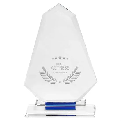 Blue Accent Glass Achievement Trophy