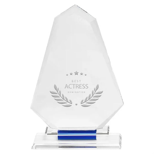 Blue Accent Glass Achievement Trophy