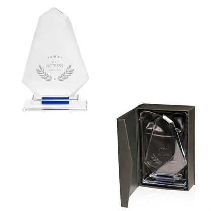 Blue Accent Glass Achievement Trophy