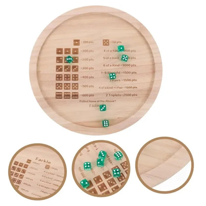 Farkle Dice Tray Game Set with Wooden Board
