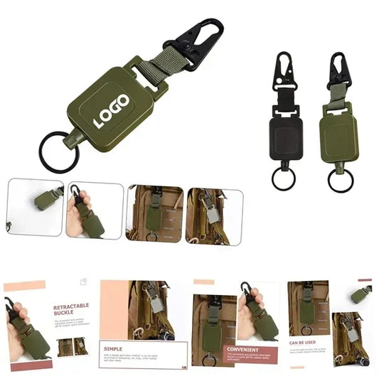 Stretch Strap Outdoor Buckle Retractable Keychain