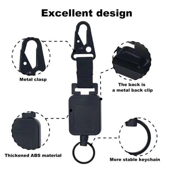 Stretch Strap Outdoor Buckle Retractable Keychain