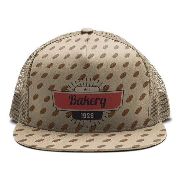 Premium Sublimation 5 Panel Mesh Back Trucker Cap -