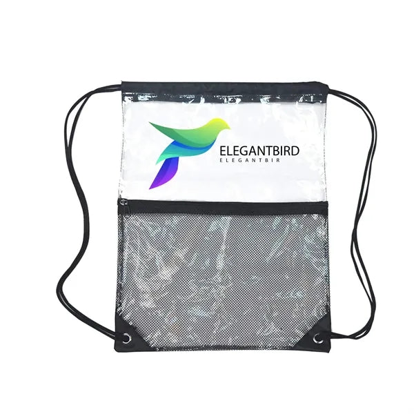 ClearPass Drawstring Bag  w/ Zipper Front Pocket