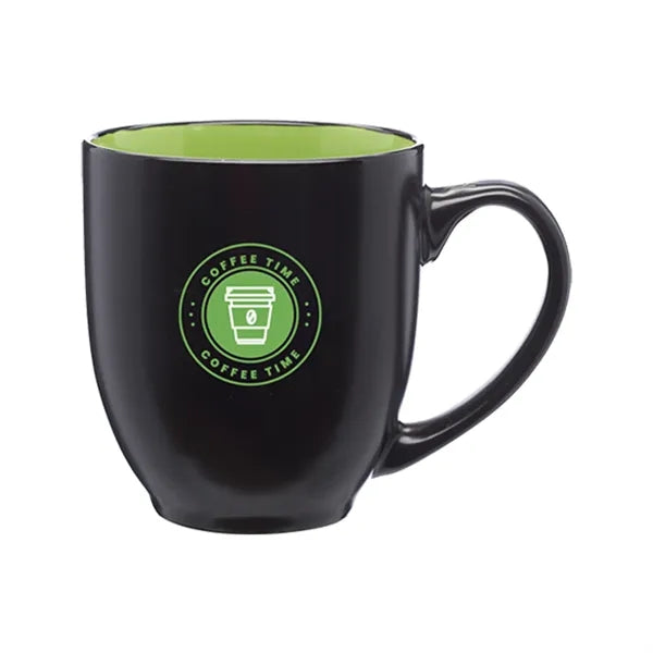 Two-Tone Bistro Style Ceramic Mug, 16 oz.