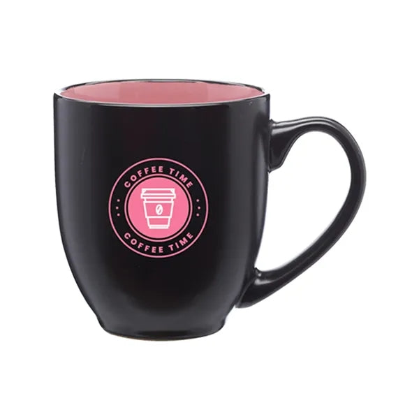 Two-Tone Bistro Style Ceramic Mug, 16 oz.