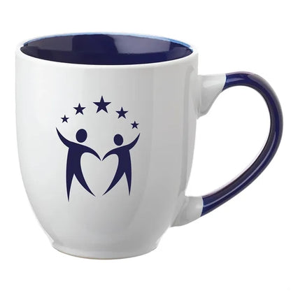 Two-Tone Bistro Style Ceramic Mug with Contrasting Handle,