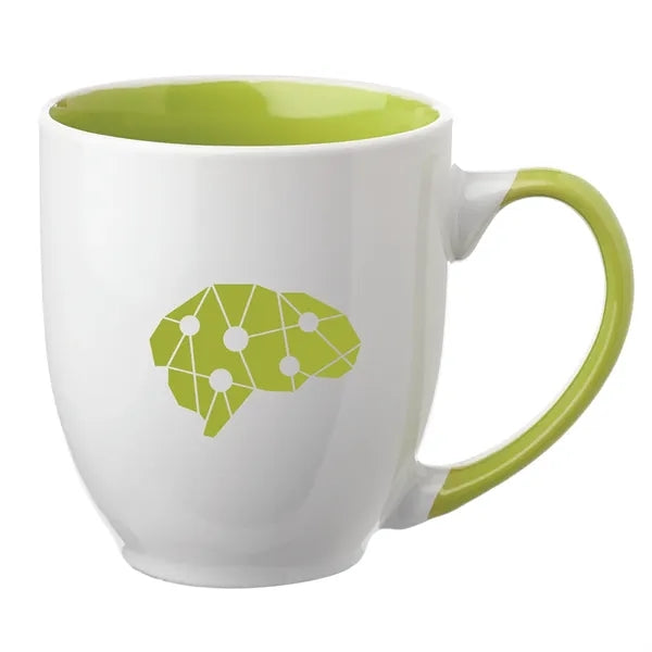 Two-Tone Bistro Style Ceramic Mug with Contrasting Handle,