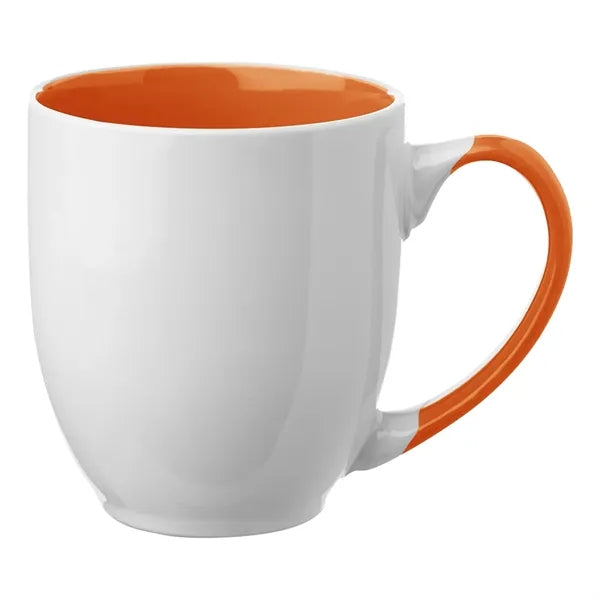 Two-Tone Bistro Style Ceramic Mug with Contrasting Handle,