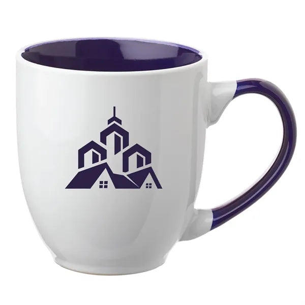 Two-Tone Bistro Style Ceramic Mug with Contrasting Handle,