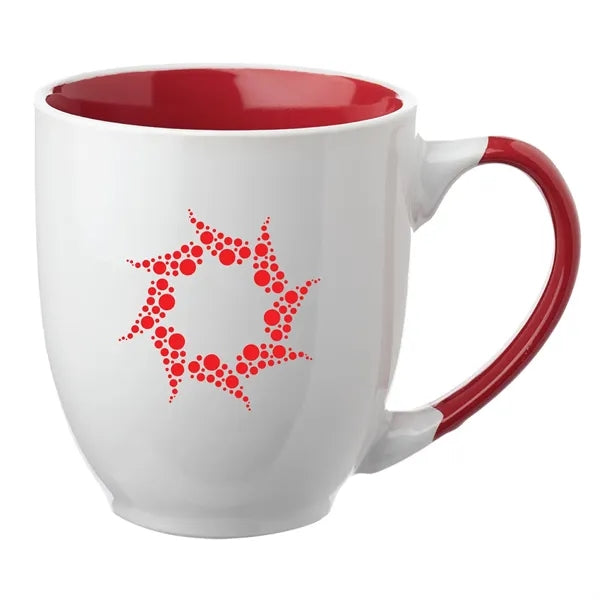 Two-Tone Bistro Style Ceramic Mug with Contrasting Handle,
