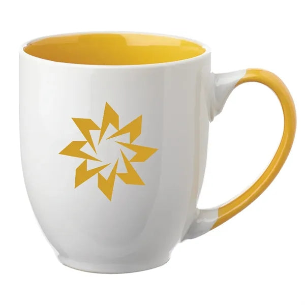 Two-Tone Bistro Style Ceramic Mug with Contrasting Handle,