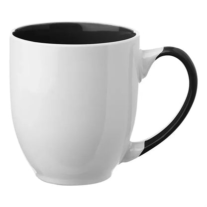Two-Tone Bistro Style Ceramic Mug with Contrasting Handle,