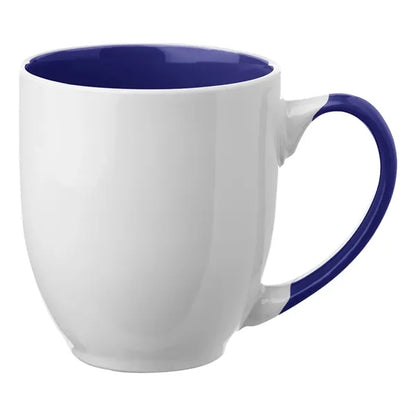 Two-Tone Bistro Style Ceramic Mug with Contrasting Handle,