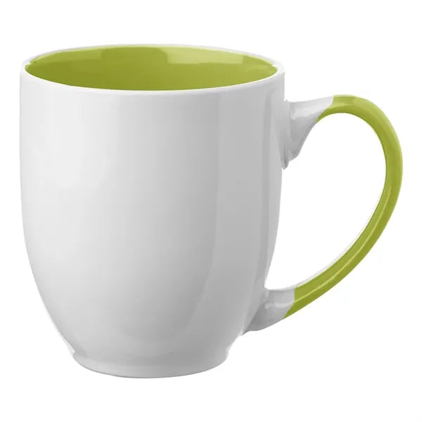 Two-Tone Bistro Style Ceramic Mug with Contrasting Handle,