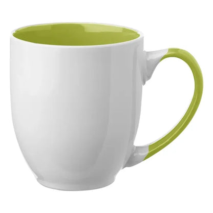Two-Tone Bistro Style Ceramic Mug with Contrasting Handle,