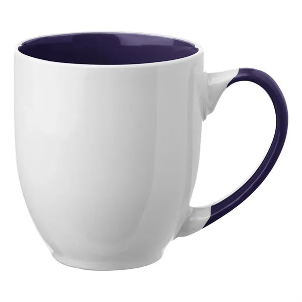 Two-Tone Bistro Style Ceramic Mug with Contrasting Handle,