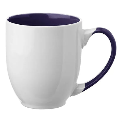 Two-Tone Bistro Style Ceramic Mug with Contrasting Handle,