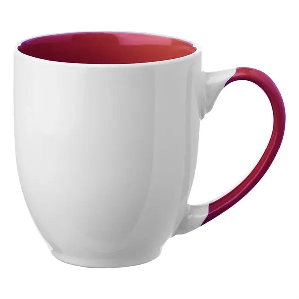Two-Tone Bistro Style Ceramic Mug with Contrasting Handle,