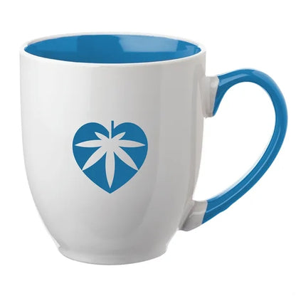 Two-Tone Bistro Style Ceramic Mug with Contrasting Handle,