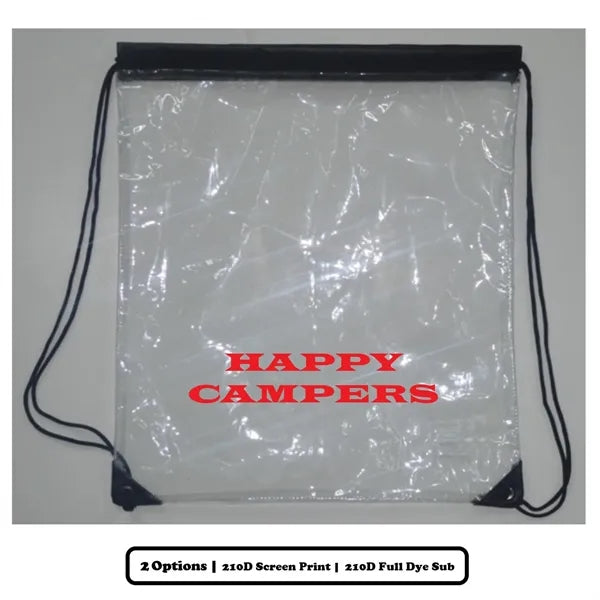 Screen Printed Clear Polyester Drawstring Bag
