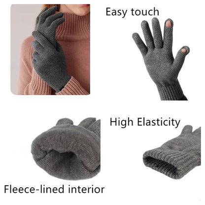 Knitted Touchscreen Gloves Warm with Fleece Lining
