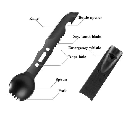 Multi Functional Spoon Fork with Bottle Opener and Whistle