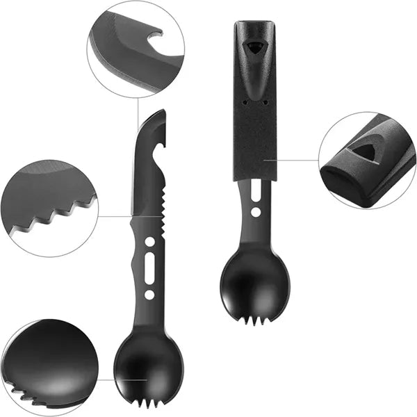 Multi Functional Spoon Fork with Bottle Opener and Whistle