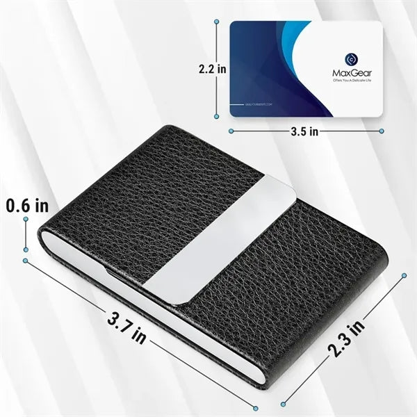 Unisex Magnetic Leather Business Card Holder